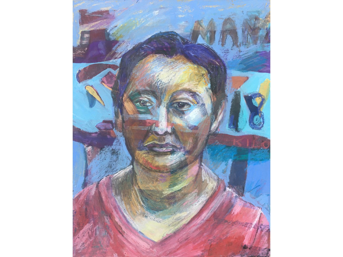 Anna, oil pastel and monoprint