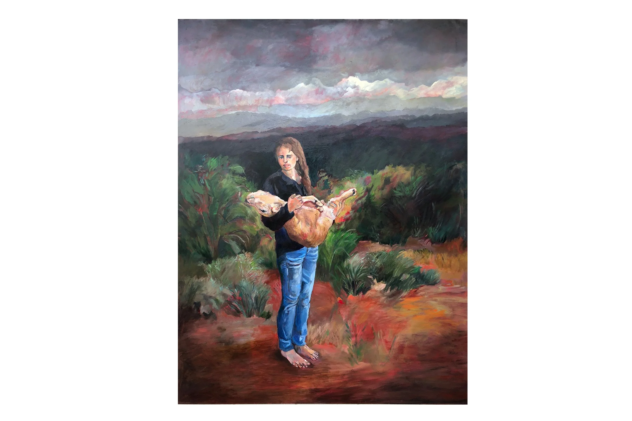 The Stillborn Calf_oil on wood_48" h x 36" w