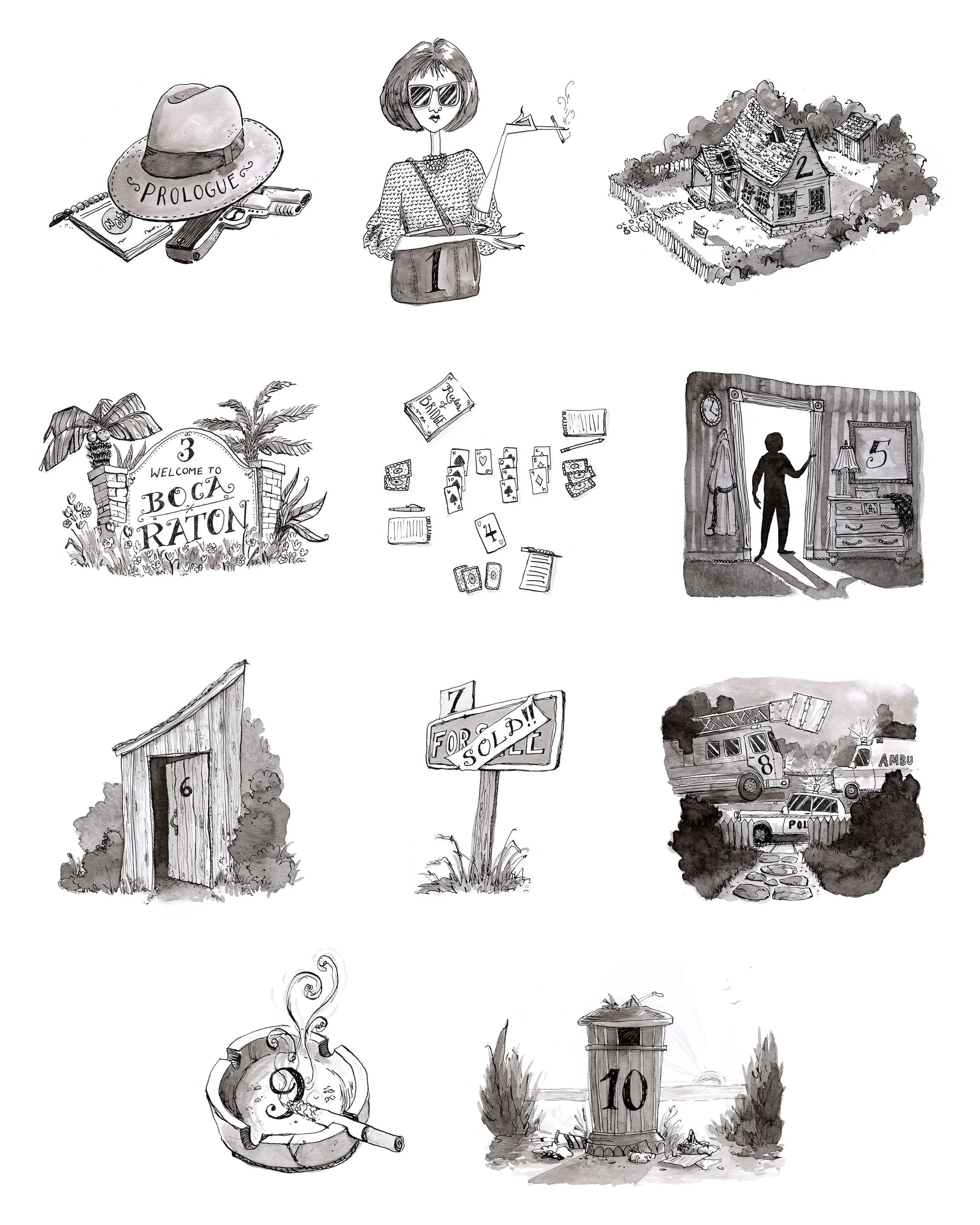 "B is for Burglar" chapter spot illustrations