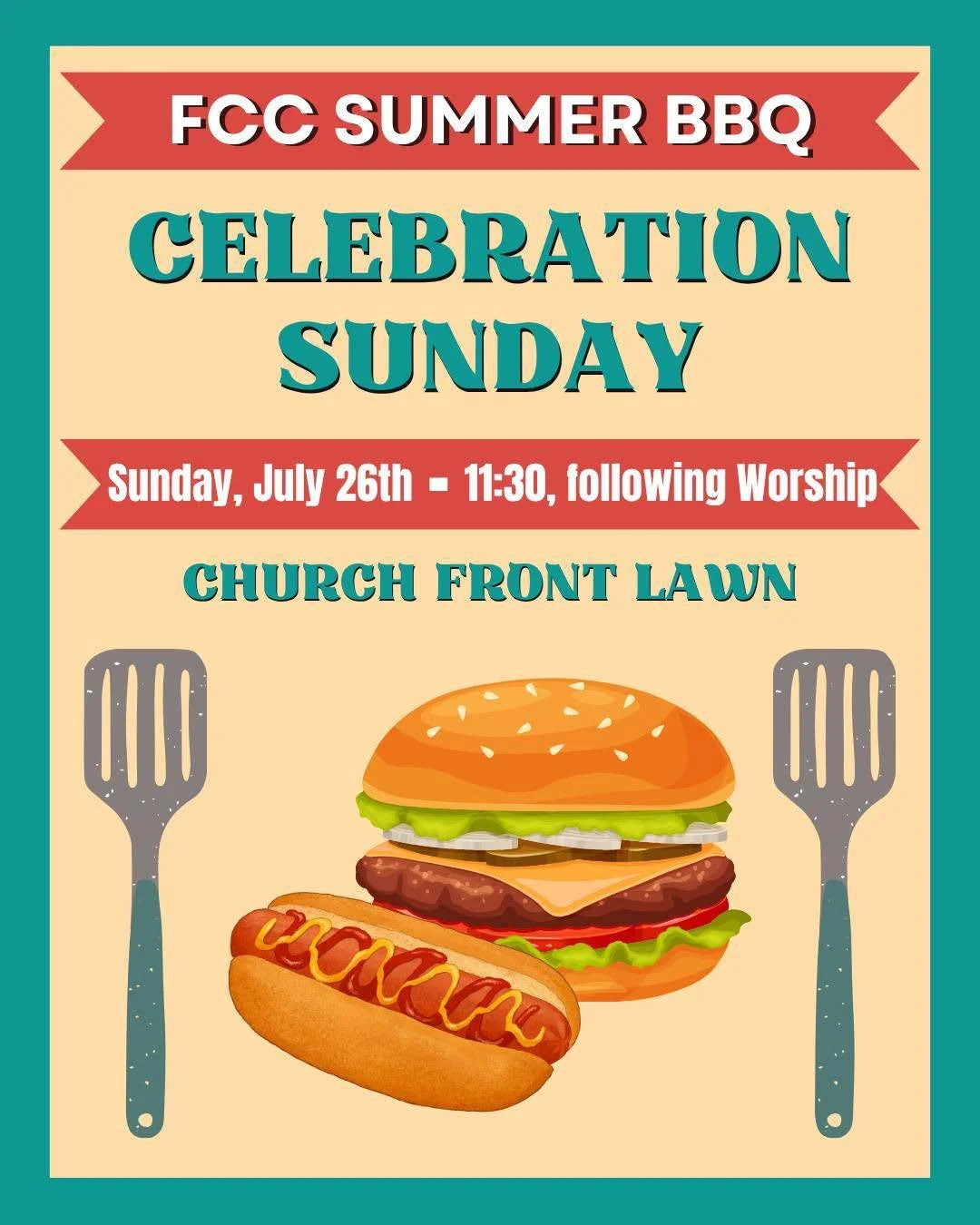 FCC BBQ Nantucket Flyer with burger and hot dogs
