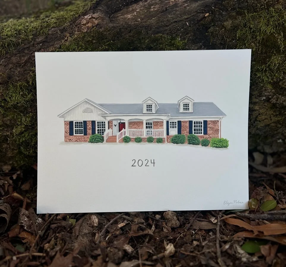 Cheers to new beginnings in 2024 🥂🏠

Keep a lookout for something new and exciting dropping at the end of this week. 👀

Custom house portrait. 9x12 gouache. 

#illustration #artprint #fairview #nashvilleartist #trinketmamastudio #gouache #gouachei