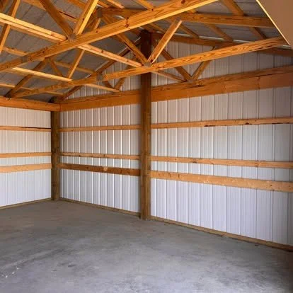 inside of pole barn garage