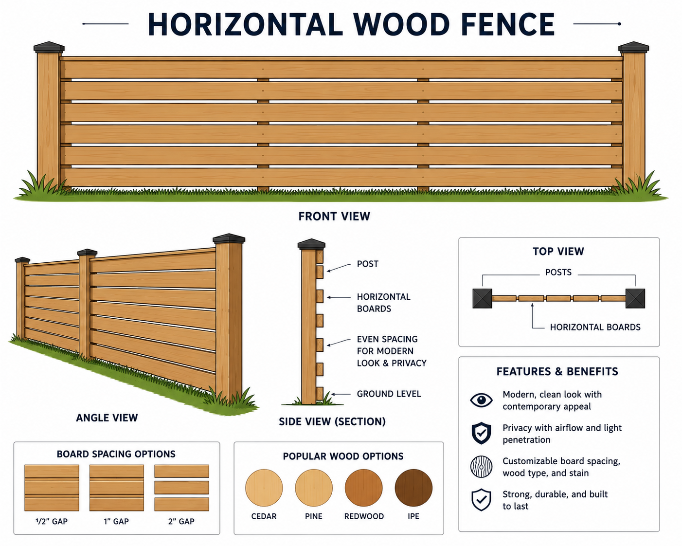 horizontal wooden fence