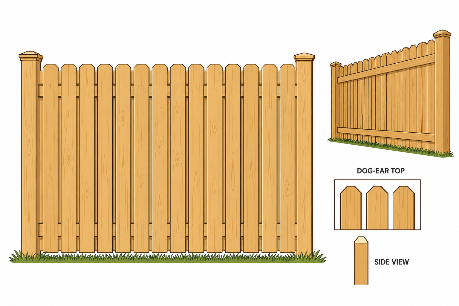 dog- ear wooden privacy fence