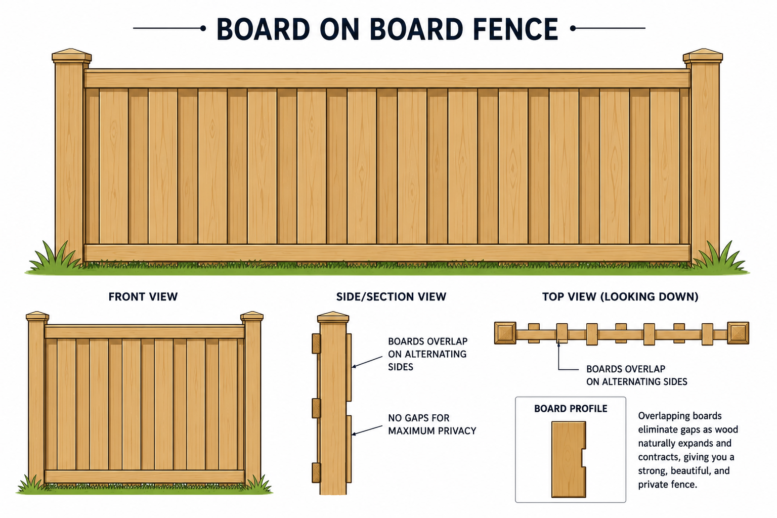 board-on-board wooden fence