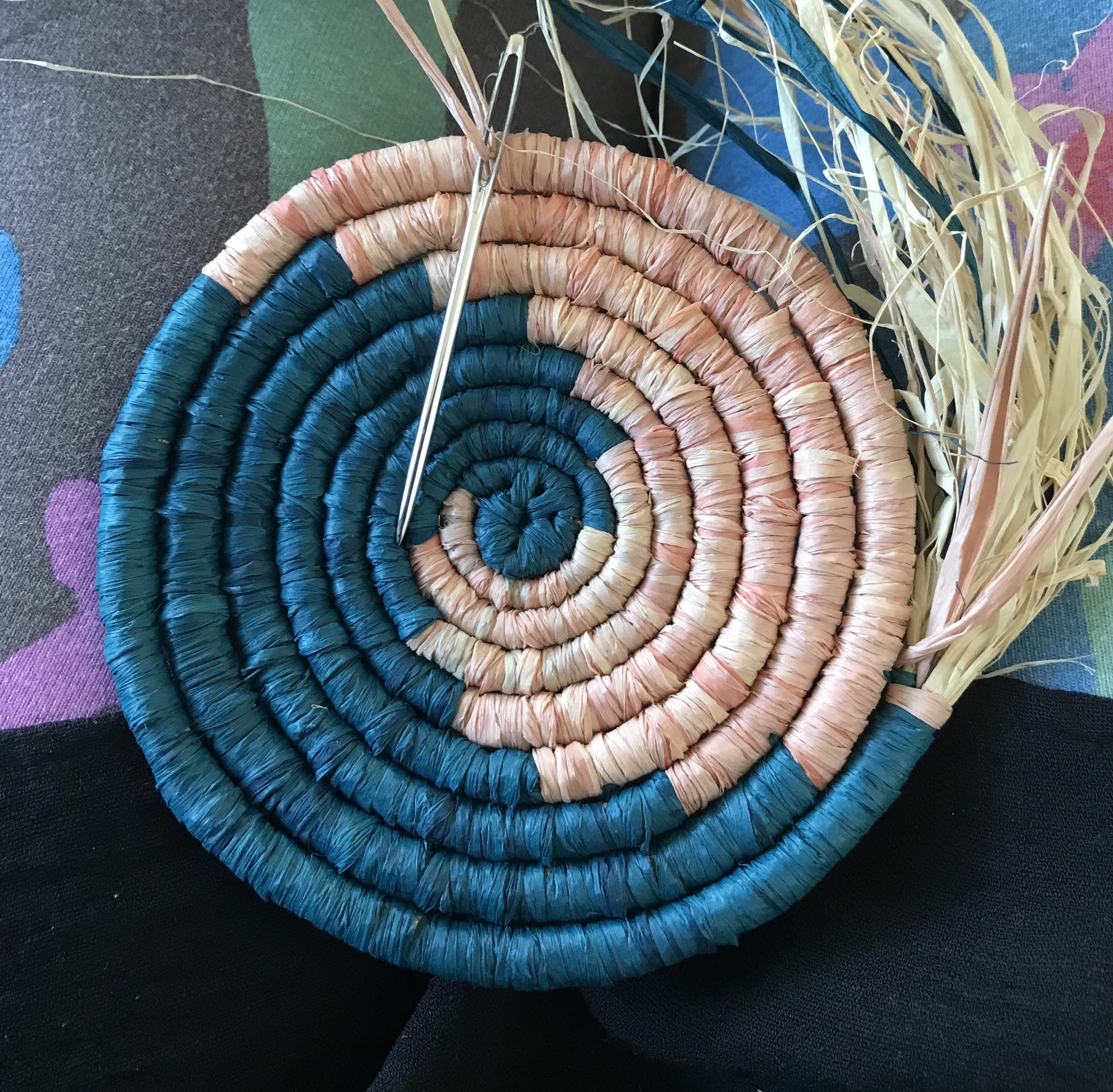 Small woven work in progress with a wave pattern