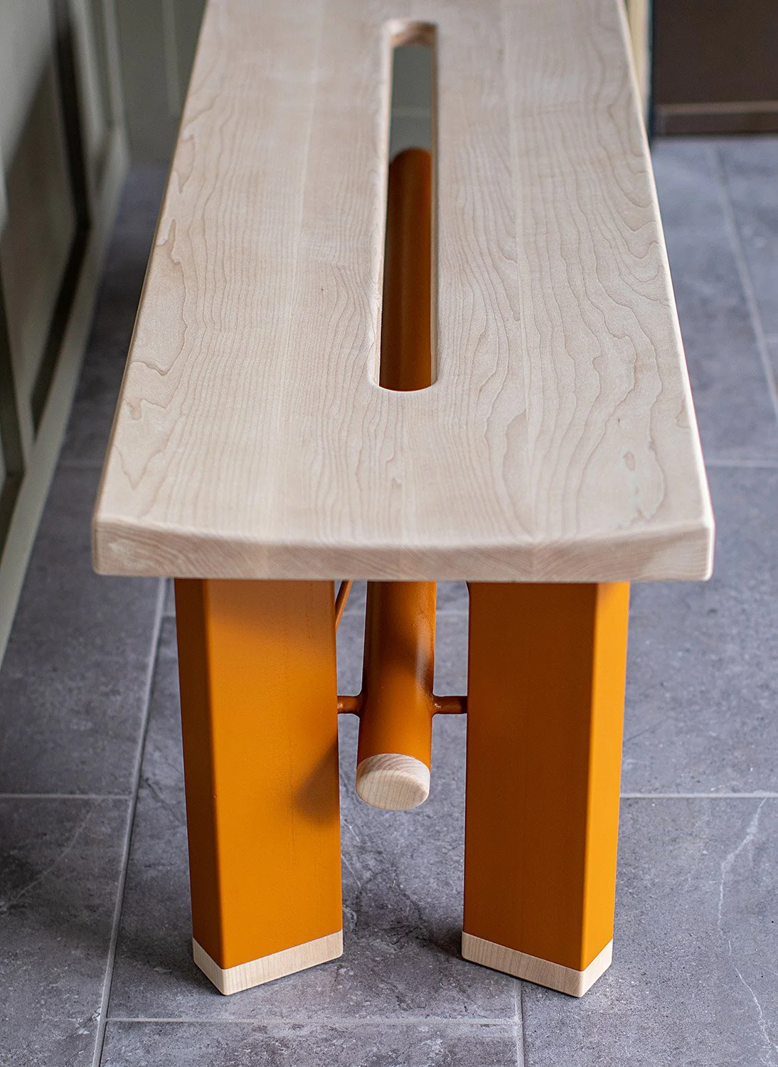 Custom Metal and Wood Bench - Curved Steel and Hard Maple