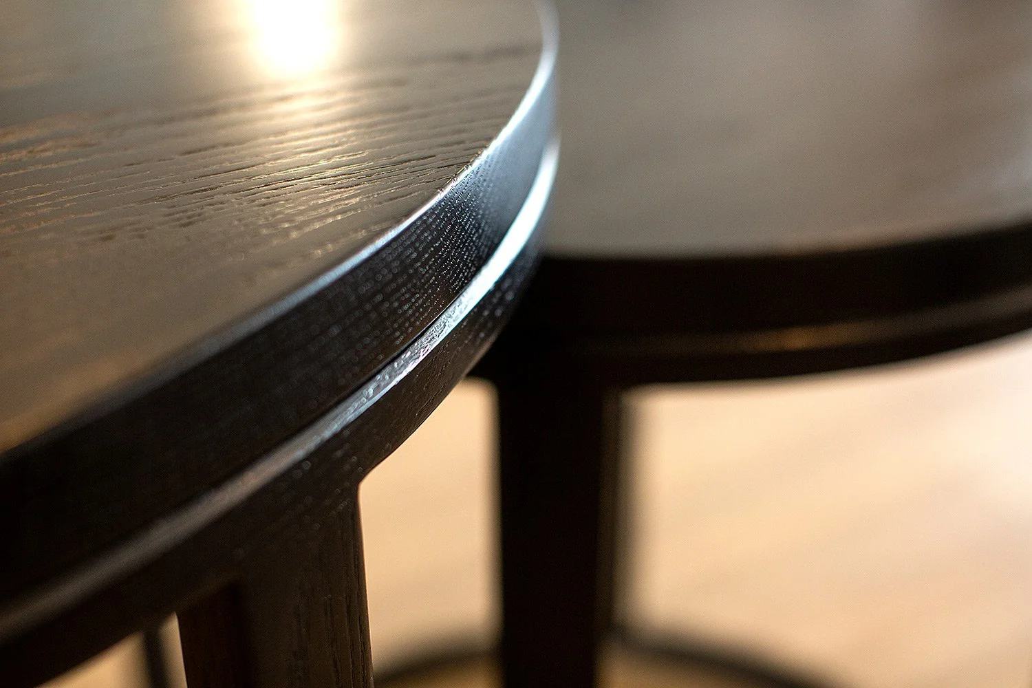 Modern Black Round Nesting Table - Handcrafted Furniture made in Southern California