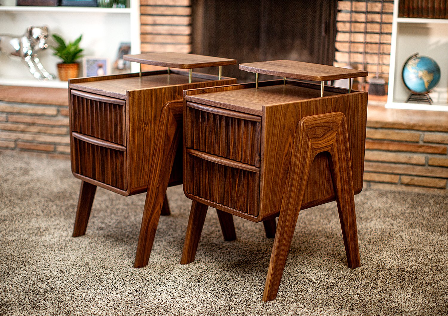 Handcrafted Modern Walnut Bedside Tables with Soft Close Drawers