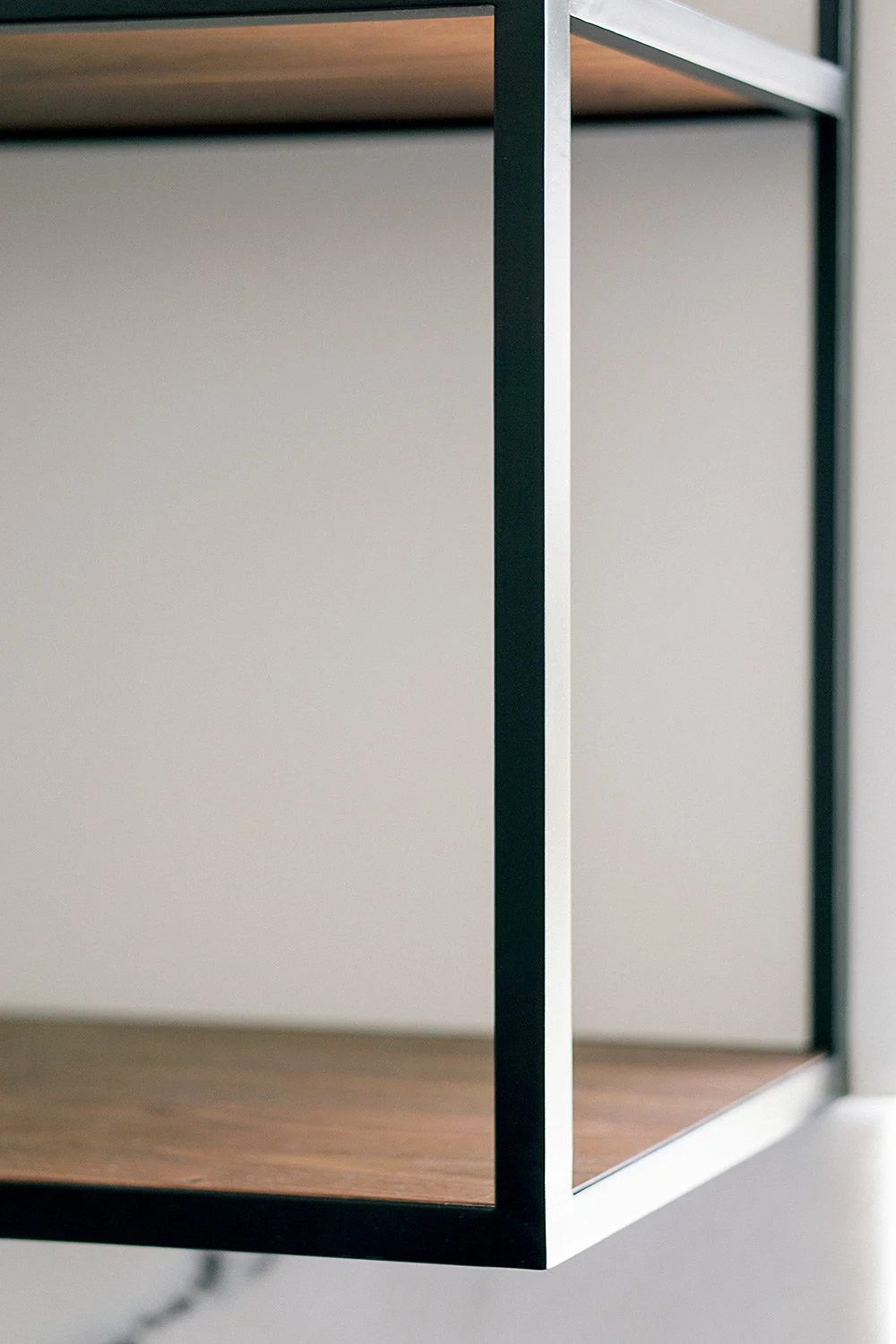 black steel and walnut kitchen shelf - handmade in San Diego California