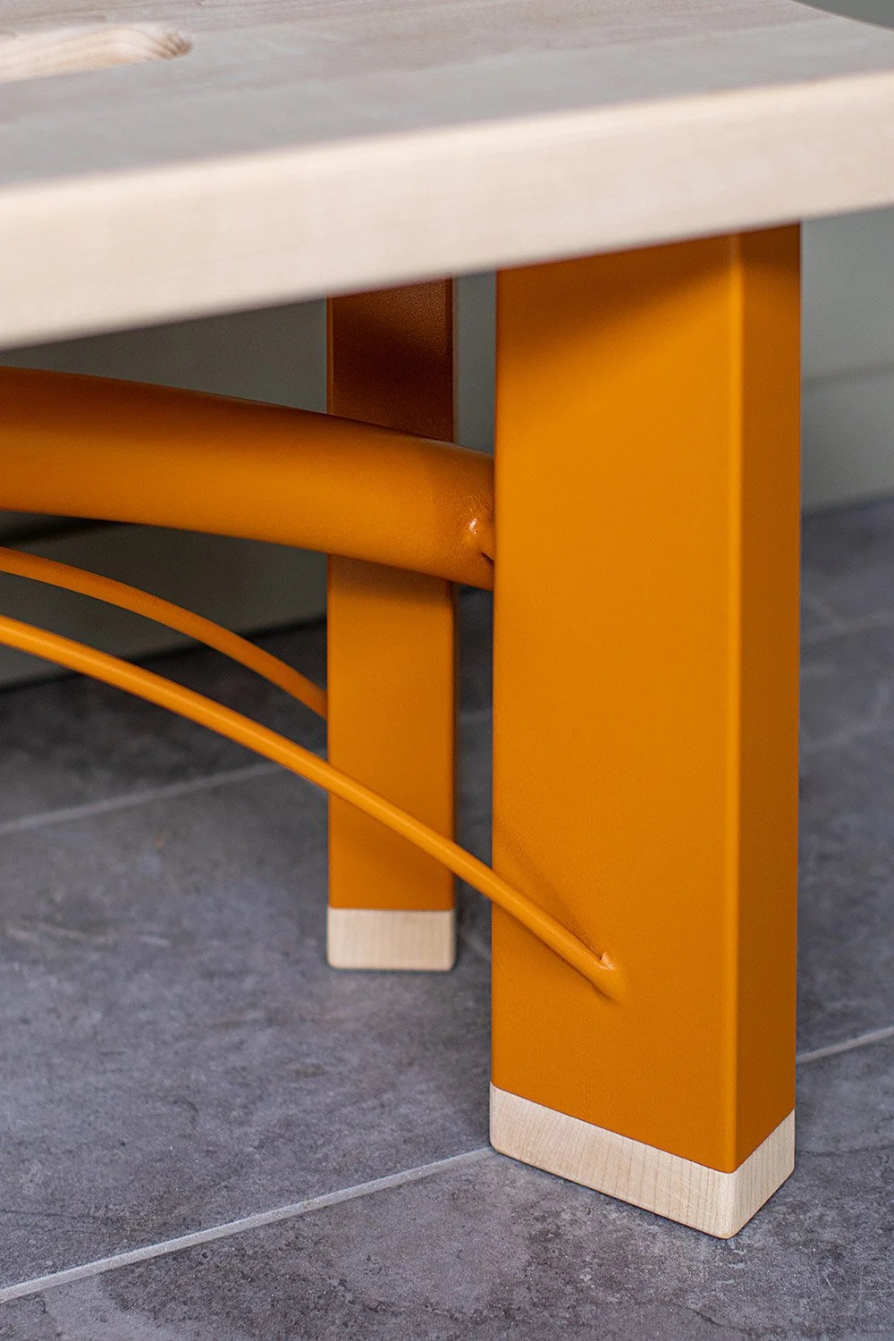 Custom Metal and Wood Bench - Curved Steel and Hard Maple