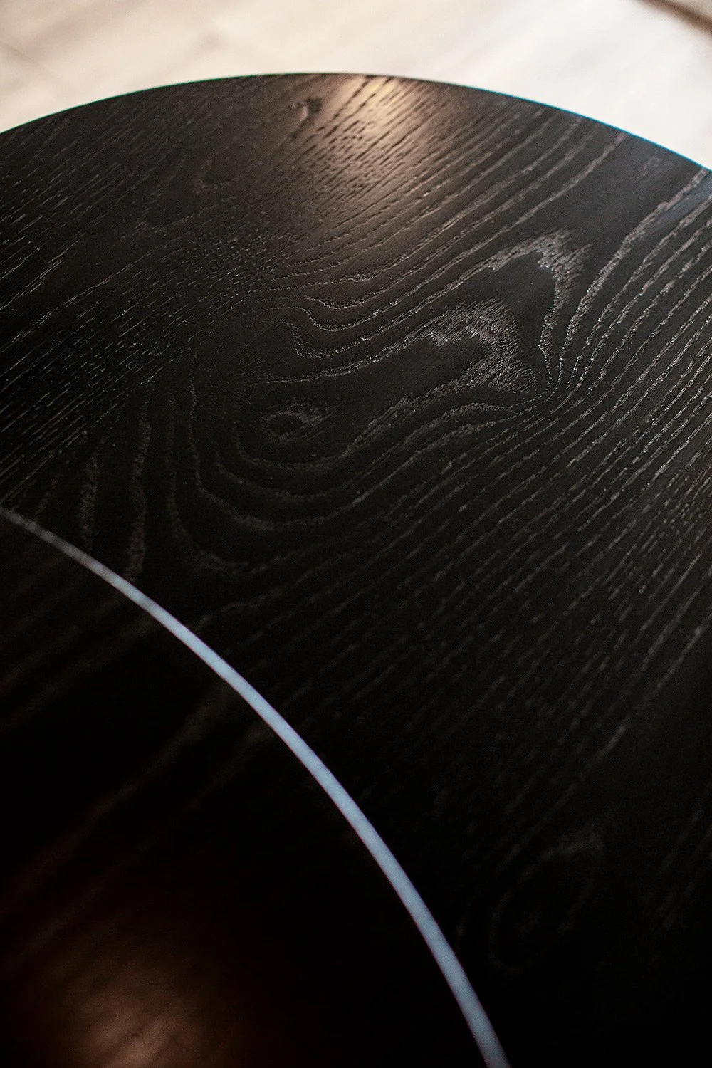 Modern oak round nesting tables - handmade in Escondido, California