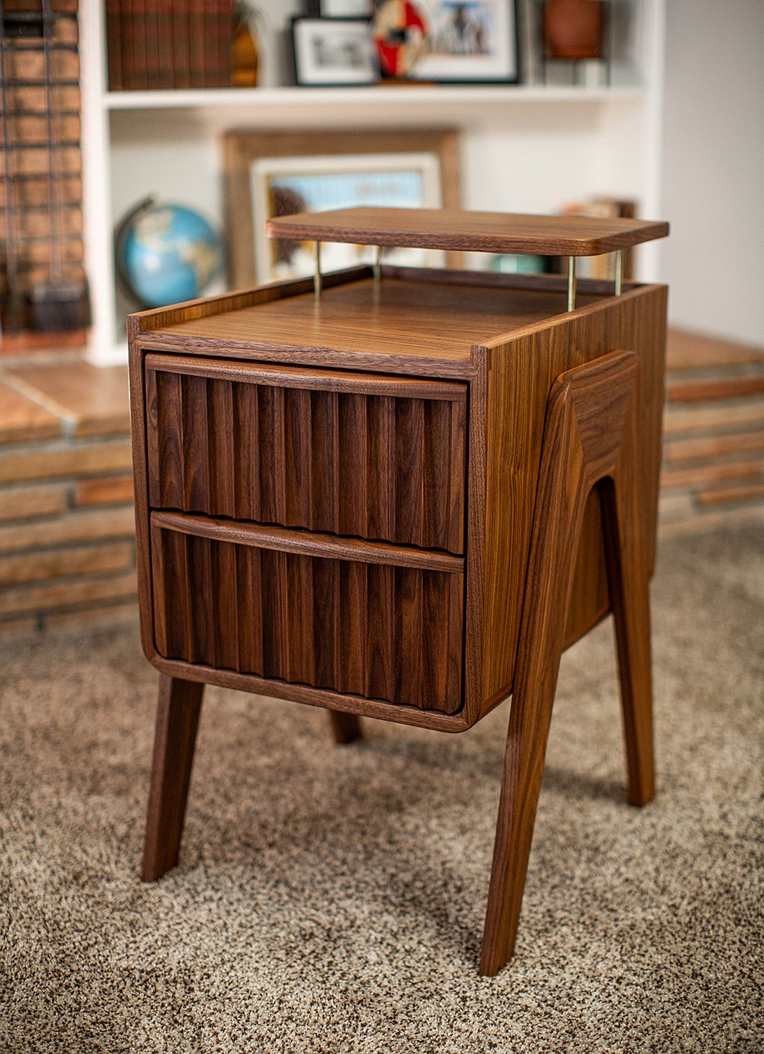 Frisch Bedside Table Handcrafted Modern Walnut Furniture Made In San Diego California