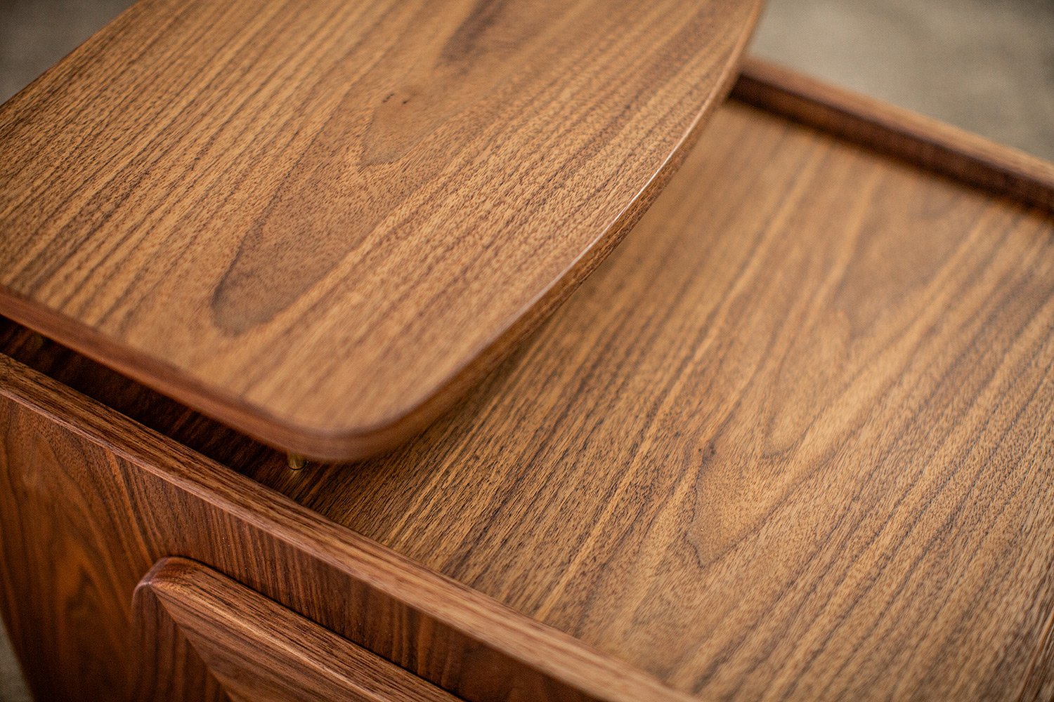 Walnut Side Tables Tiered Shelf Handcrafted Design
