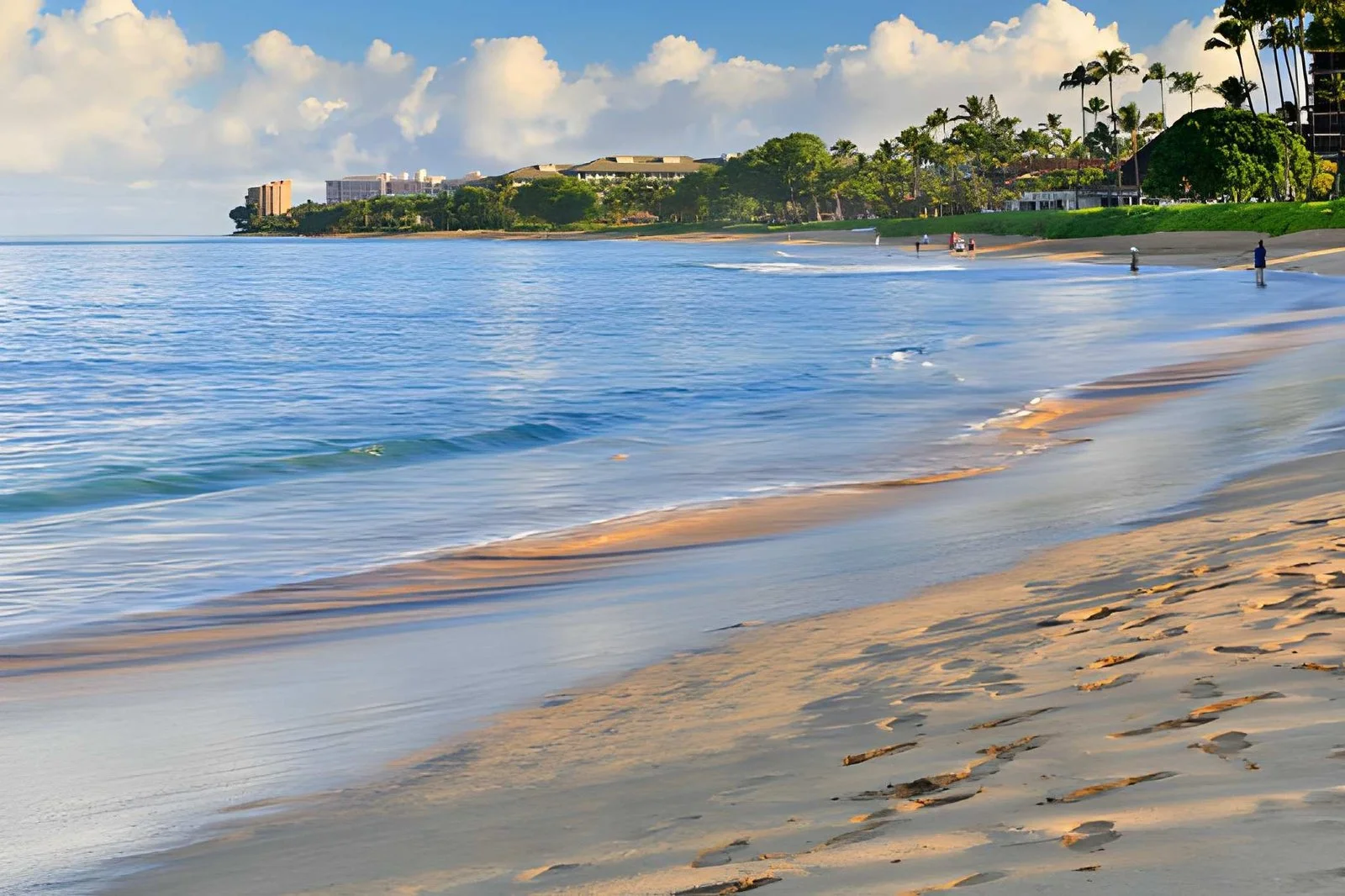 Aerial view of Kaanapali Beach with turquoise water