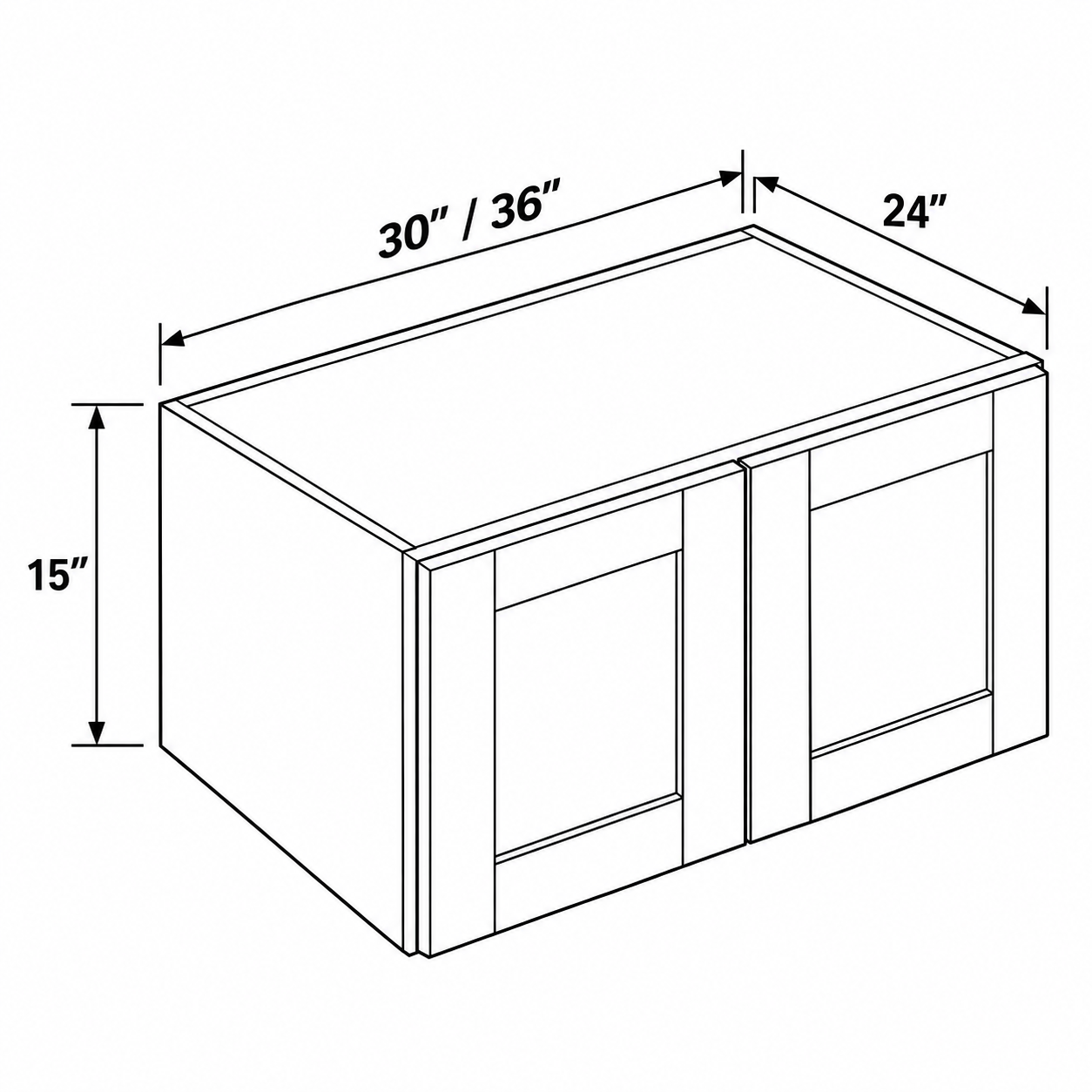 Signature Shaker 15-Inch-High Double-Door Deep Wall Cabinet dimensions and configuration