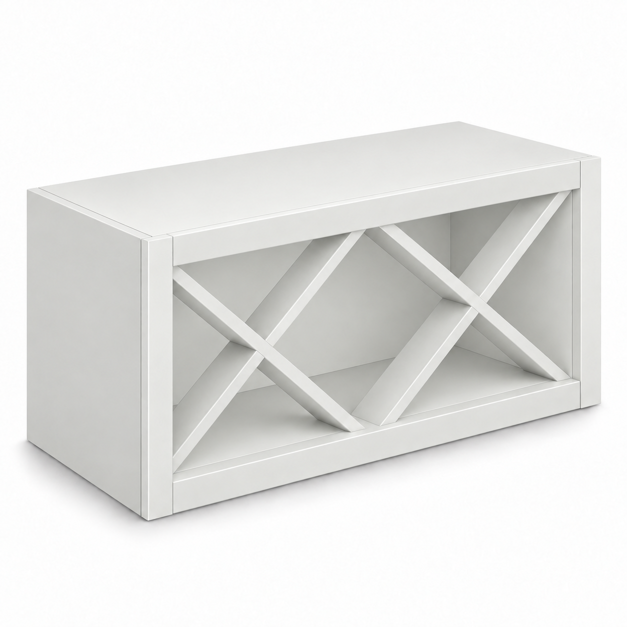 X-divider wine wall cabinet in Origami White — representative configuration