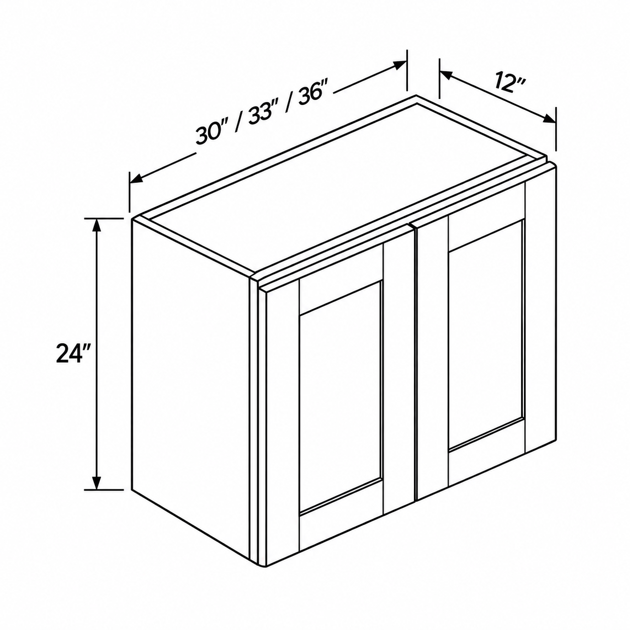 Signature Shaker 24-Inch Double-Door Wall Cabinet dimensions and configuration