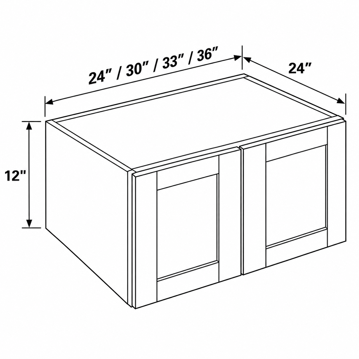 Signature Shaker 12-Inch-High Double-Door Deep Wall Cabinet dimensions and configuration