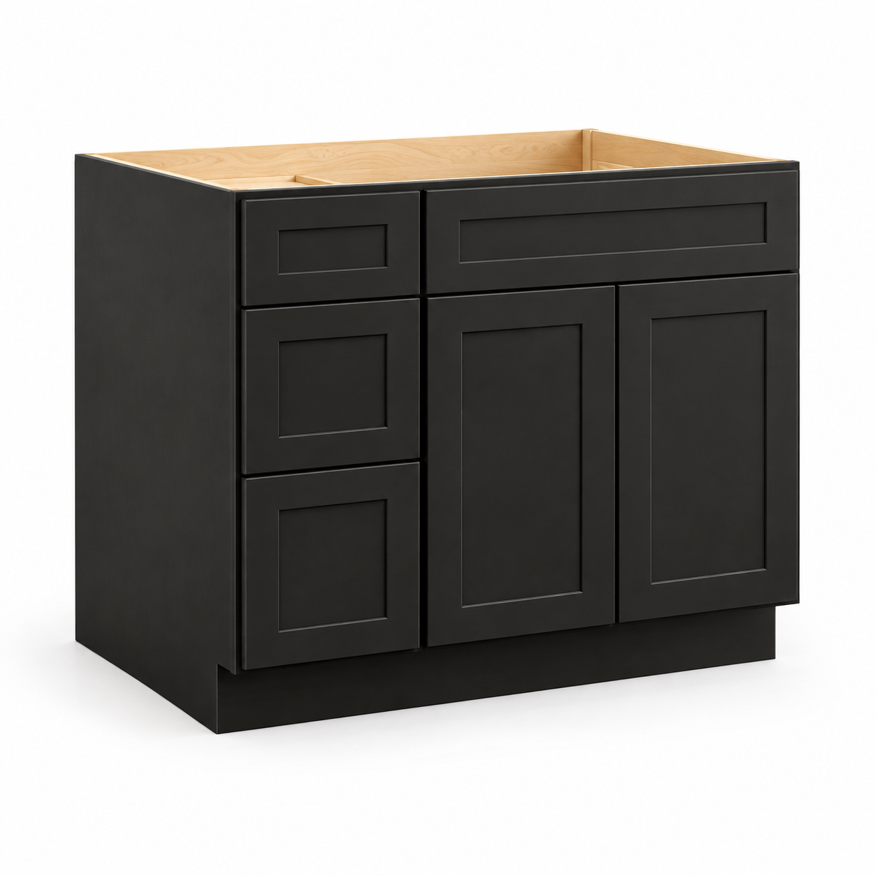Signature Shaker Vanity Sink Base with Three Drawers on the Left