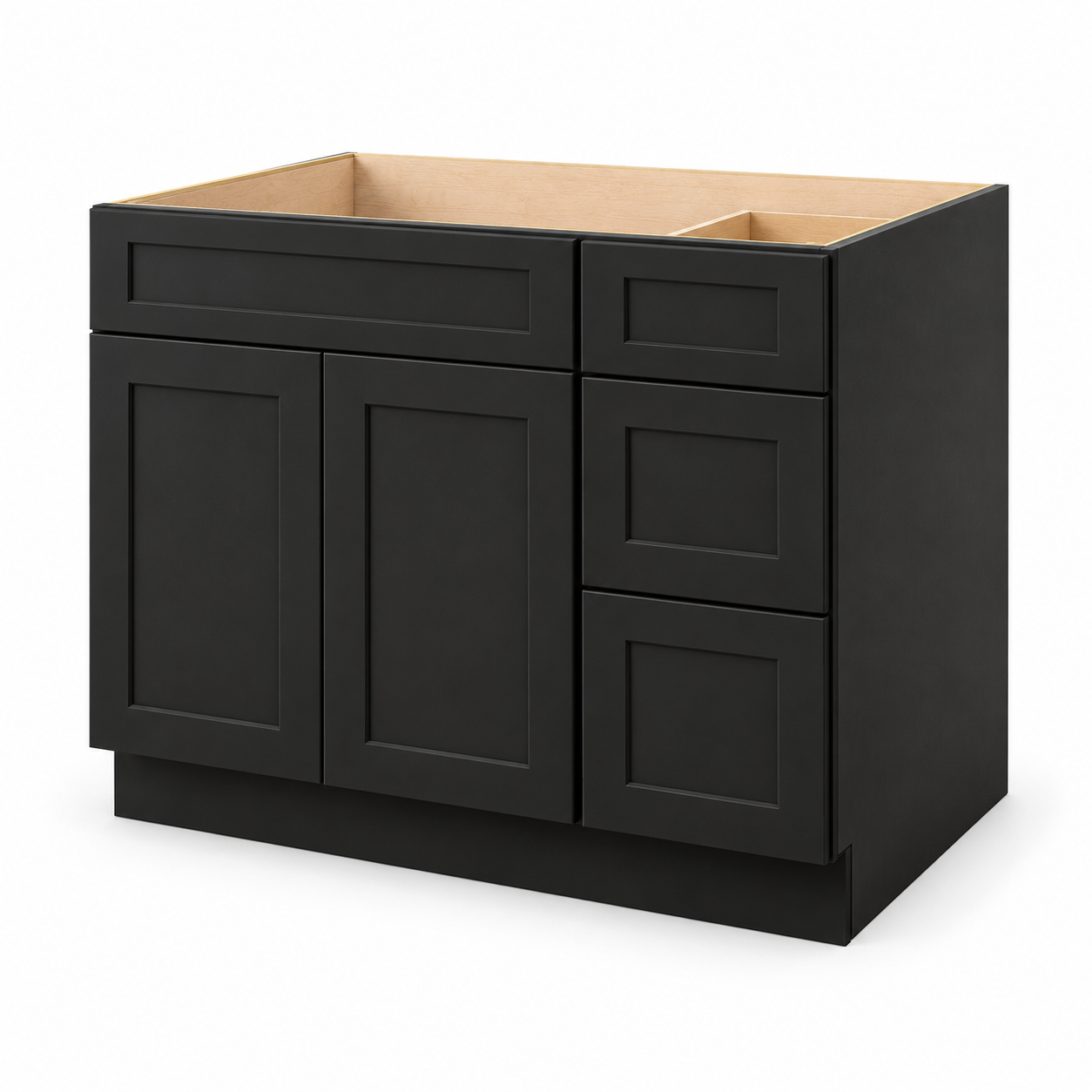 Signature Shaker Vanity Sink Base with Three Drawers on the Right