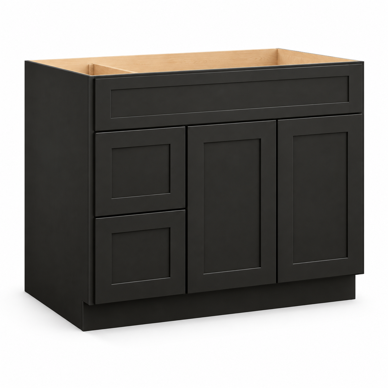 Signature Shaker Two-Door Vanity Sink Base with Two Drawers on the Left