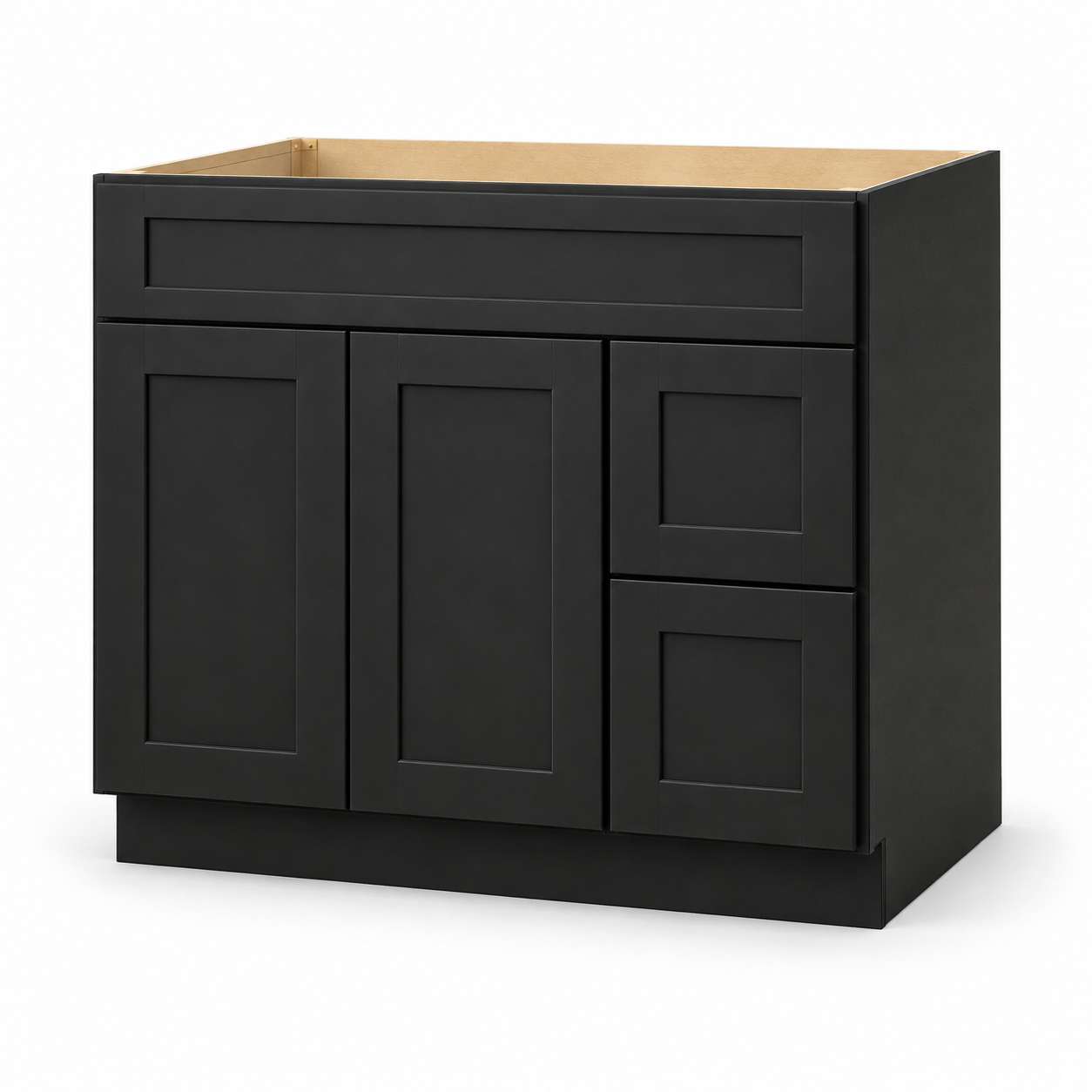 Signature Shaker Two-Door Vanity Sink Base with Two Drawers on the Right