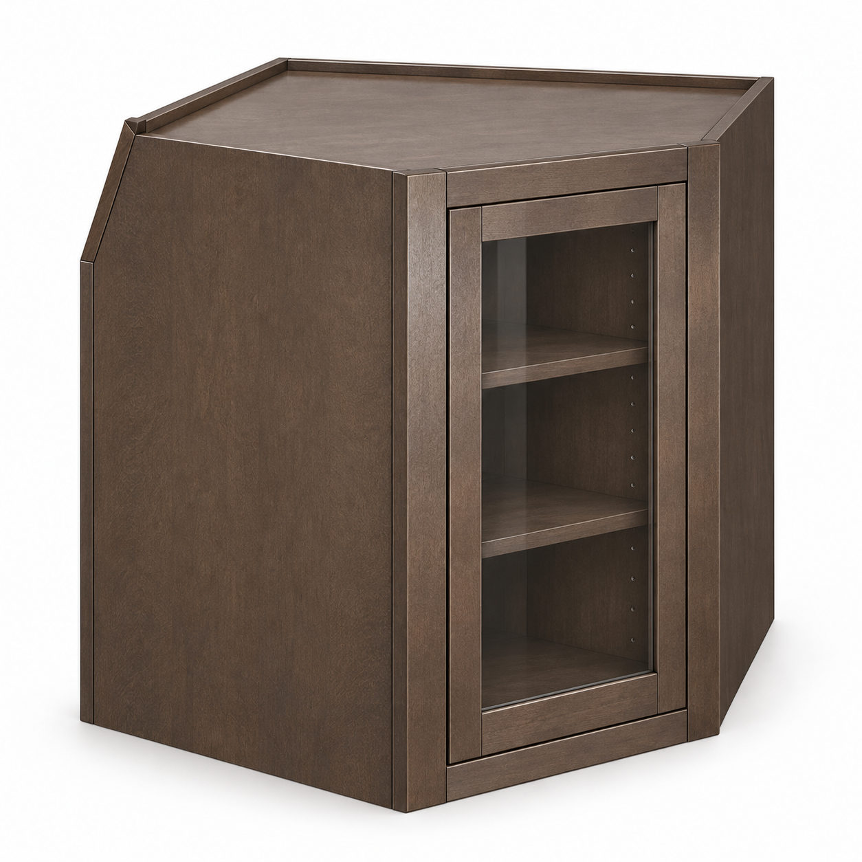 MDI Inset Glass Diagonal Corner Wall Cabinet