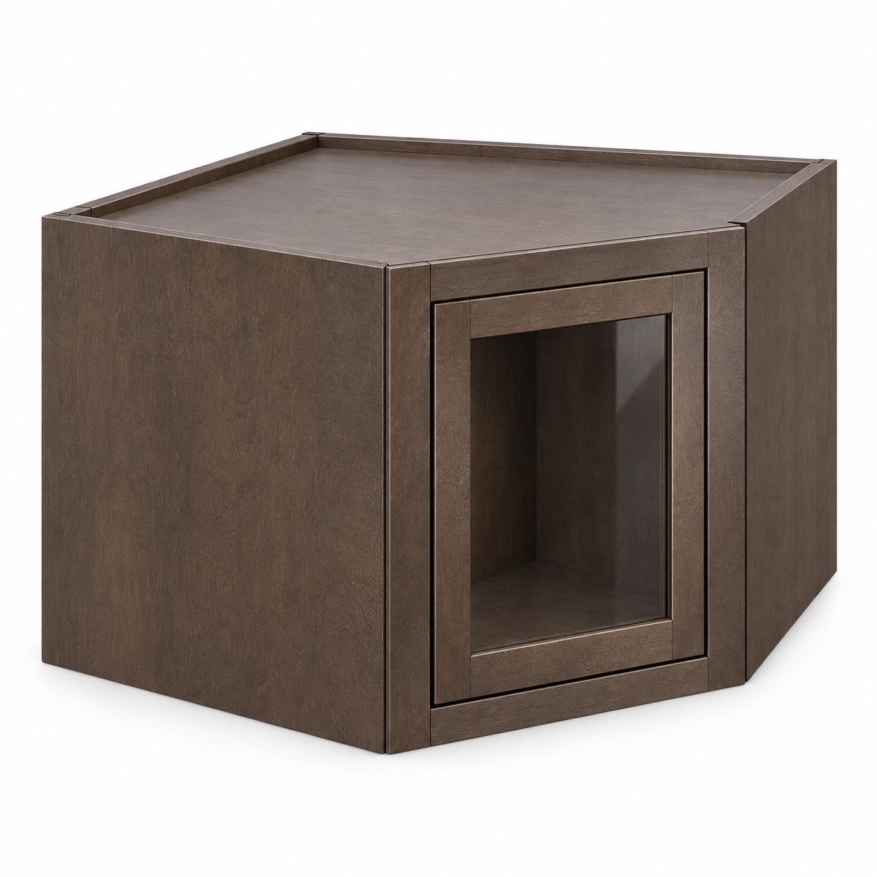 MDI Inset 15 Inch High Glass Diagonal Corner Wall Cabinet