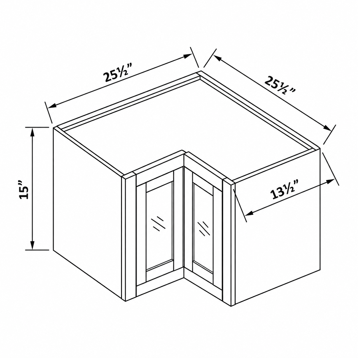 MDI Inset easy-reach wall cabinet configuration and dimensions for WER2515GD