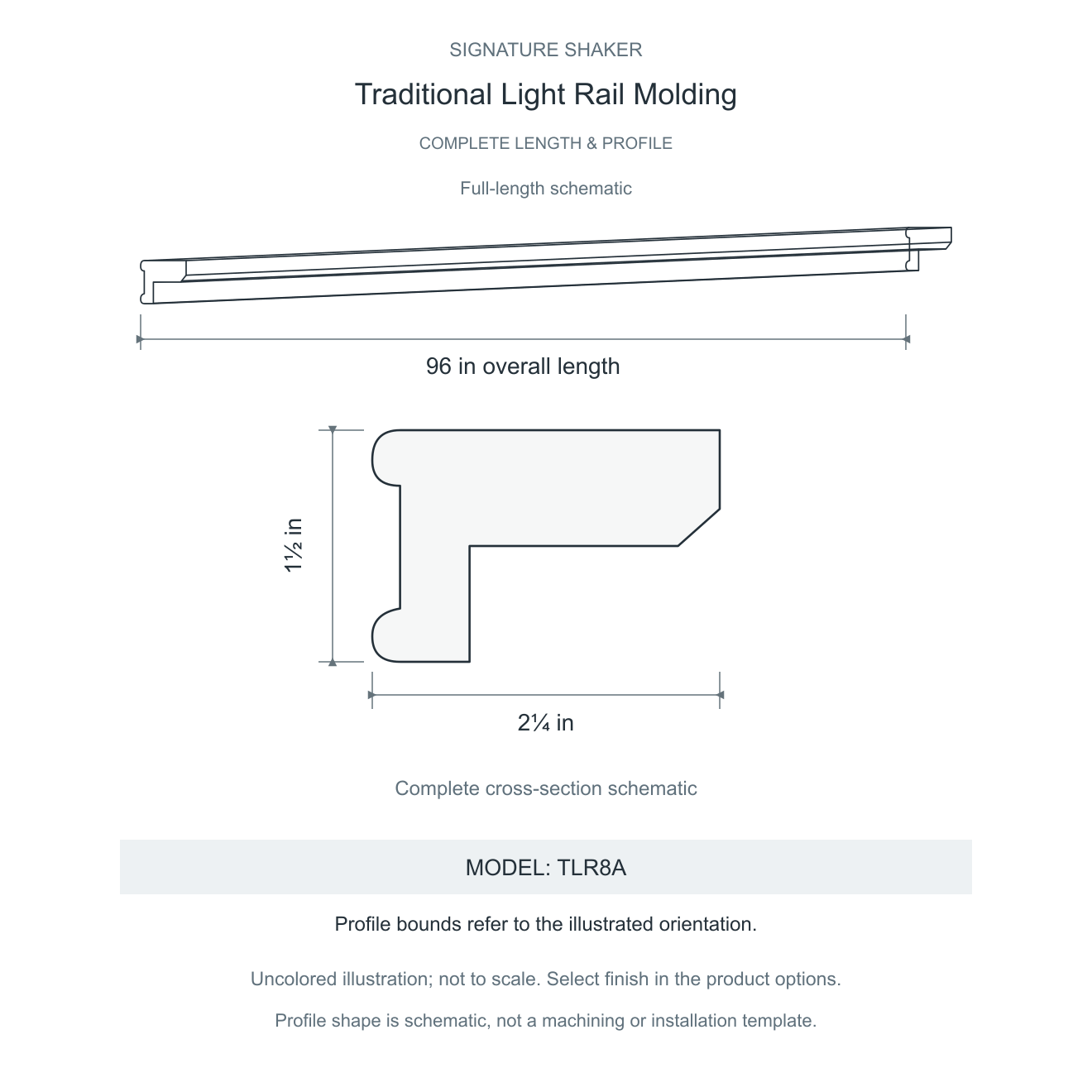 Signature Shaker Traditional Light Rail Molding