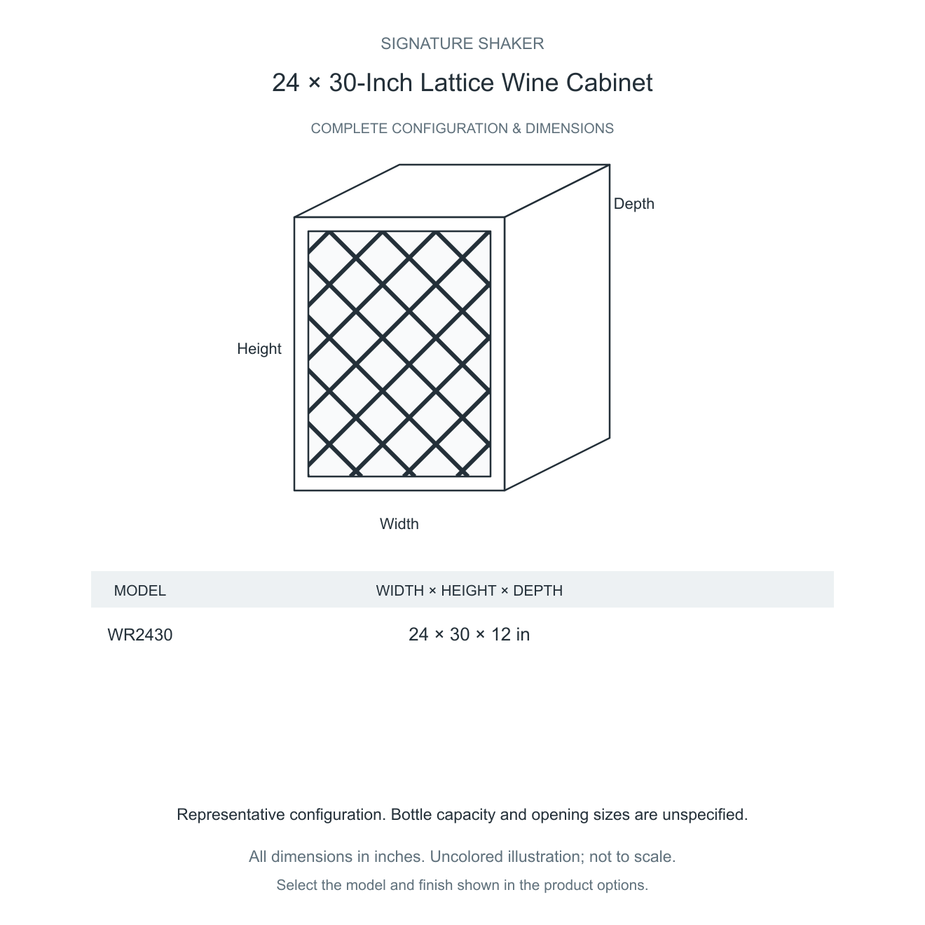 Signature Shaker 24 × 30-Inch Lattice Wine Cabinet