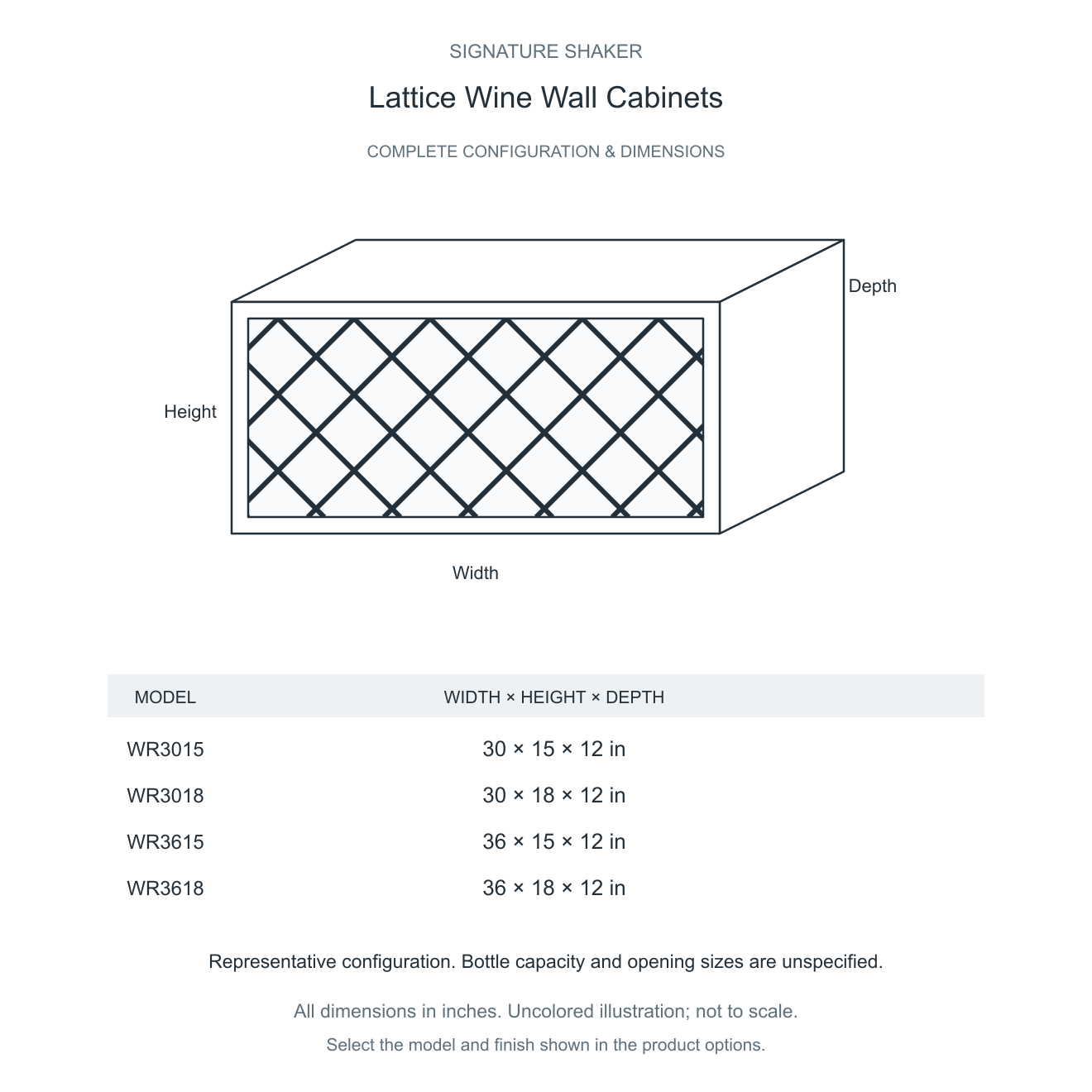 Signature Shaker Lattice Wine Wall Cabinets