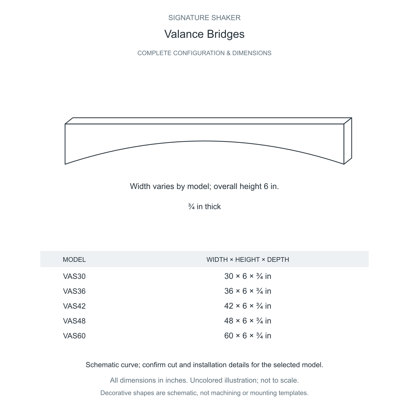 Signature Shaker Valance Bridges