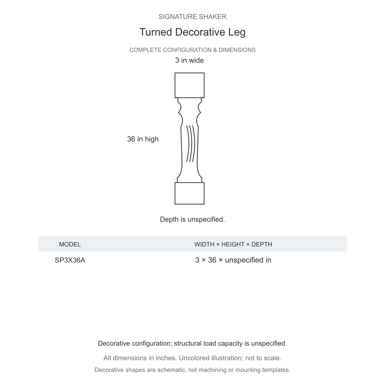 Signature Shaker Turned Decorative Leg