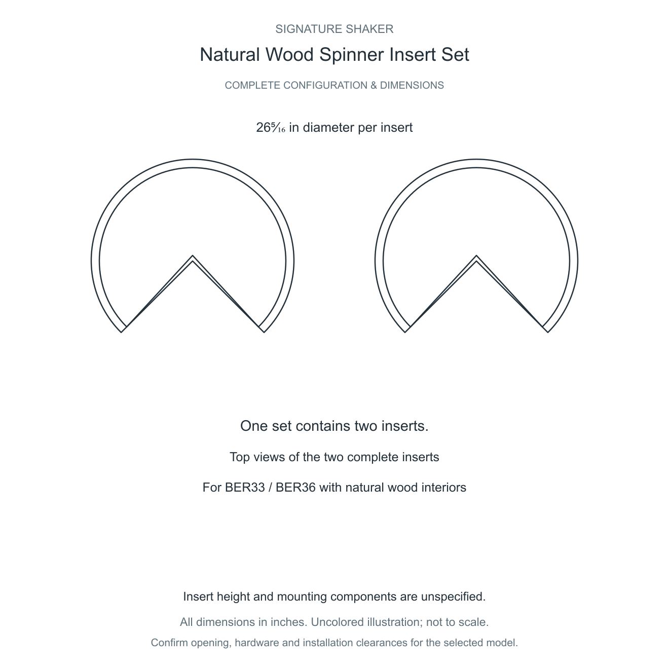 Signature Shaker Natural Wood Spinner Insert Set