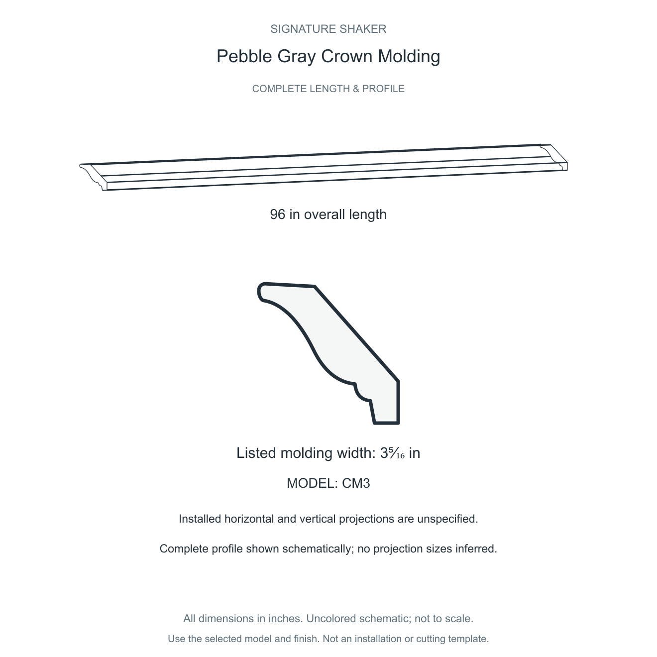 Signature Shaker Pebble Gray Crown Molding