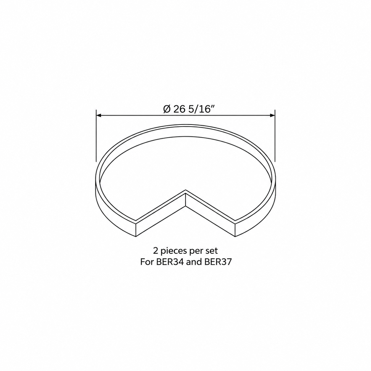 MDI Inset Lazy Susan Turntable Inserts — Set of Two configuration and dimensions for BER-B