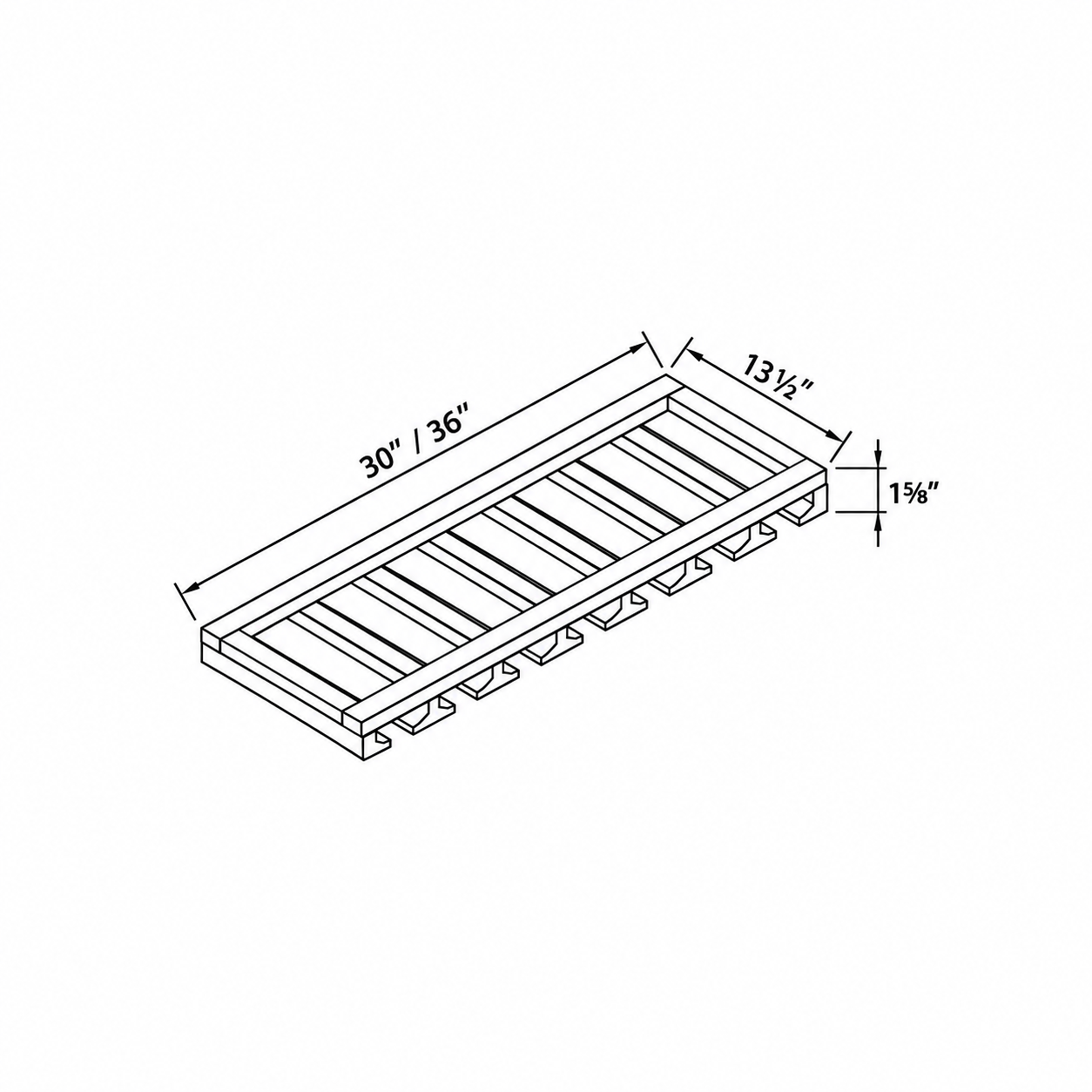 MDI Inset Stemware Glass Hanger configuration and dimensions for GR30, GR36