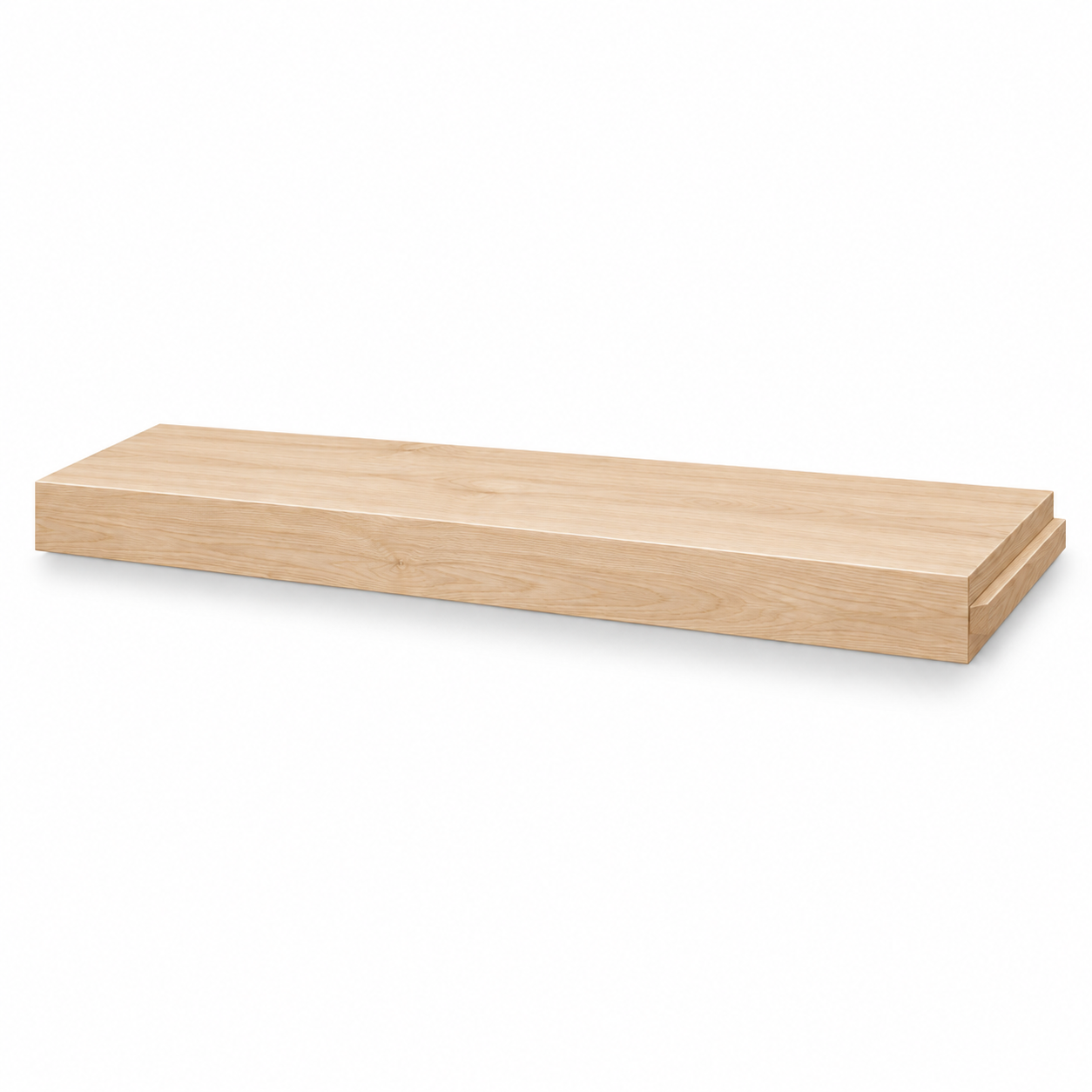 MDI Inset Natural Wood Floating Shelf — 3 Inch Thick