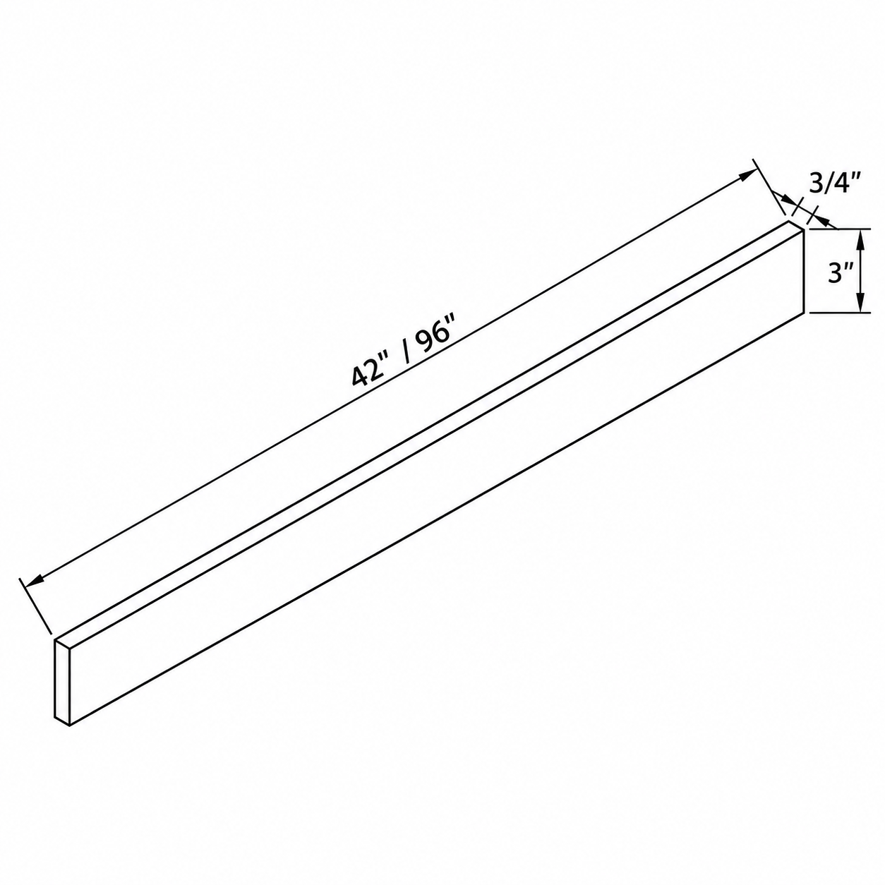 MDI Inset 3 Inch Wide Cabinet Filler configuration and actual component dimensions for WF342, WF396
