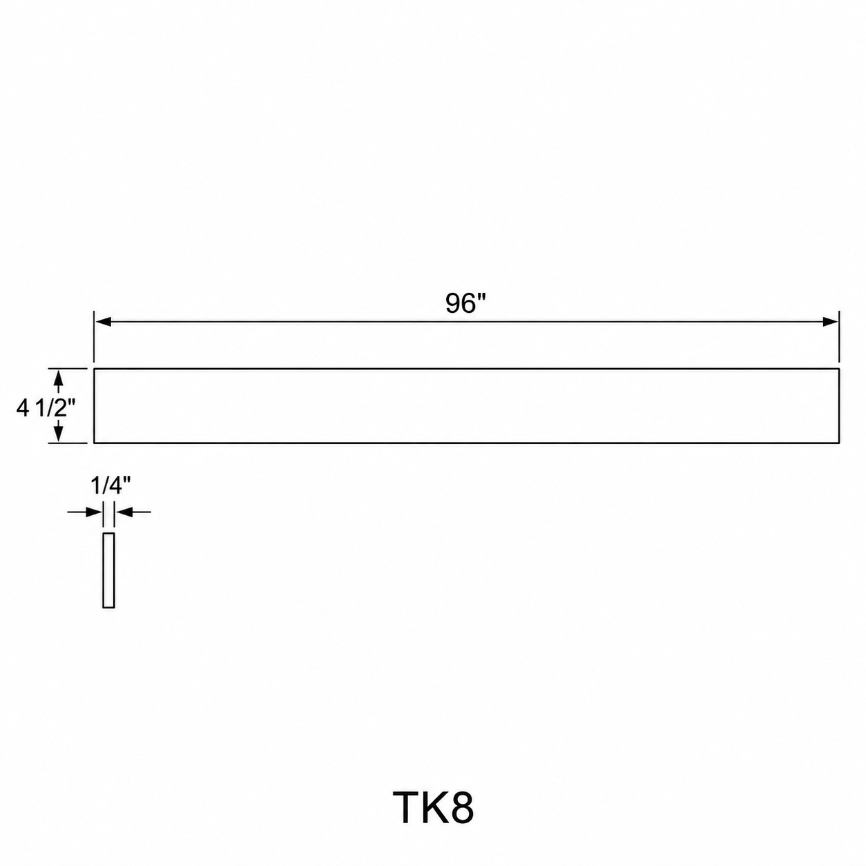 MDI Inset Toe Kick Skin profile and dimensions for TK8