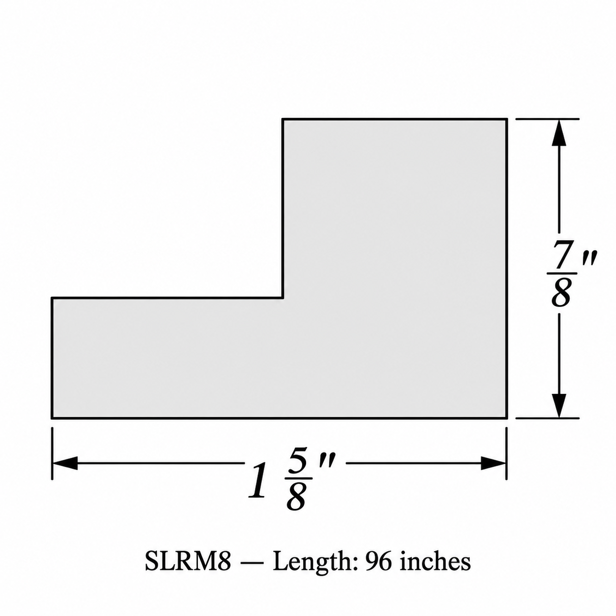 MDI Inset Square Light Rail Molding profile and dimensions for SLRM8