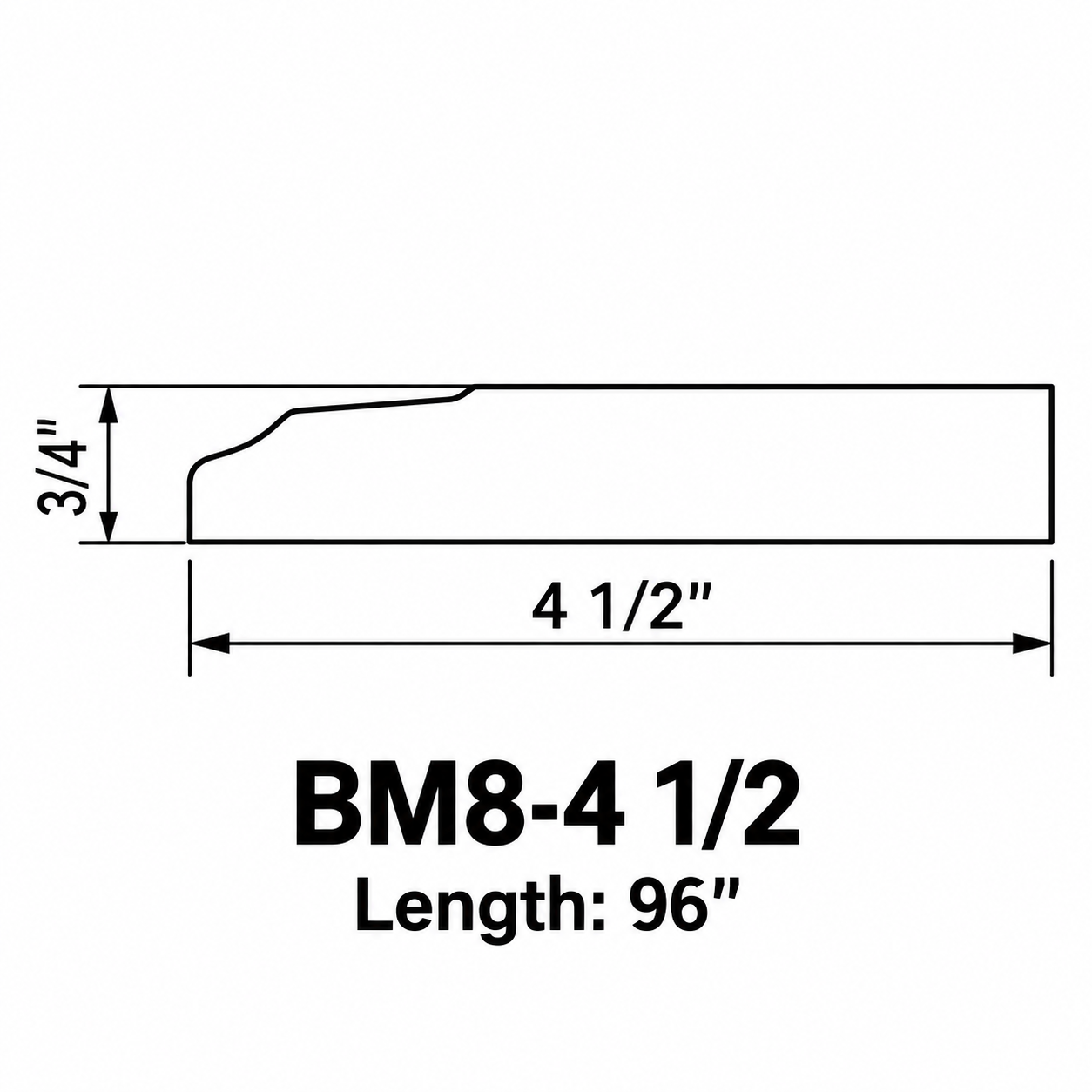 MDI Inset Furniture Base Molding profile and dimensions for BM8-4 1/2