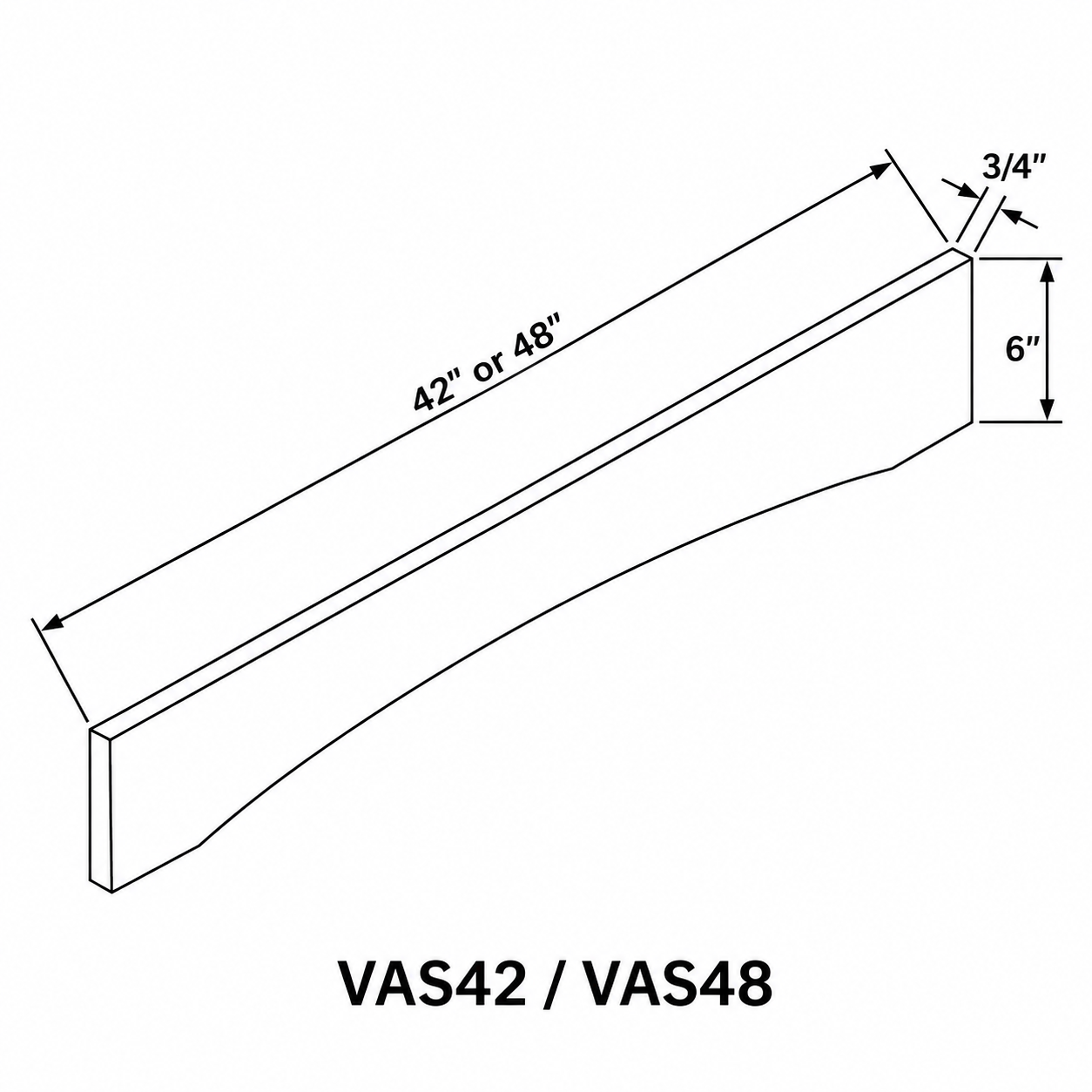 MDI Inset Bridge Valance profile and dimensions for VAS42, VAS48