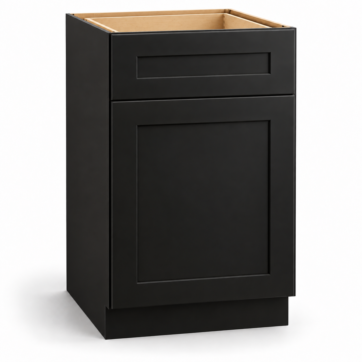 Signature Shaker 18-inch base cabinet in Charcoal Black with one recessed-panel drawer and one full-overlay Shaker door