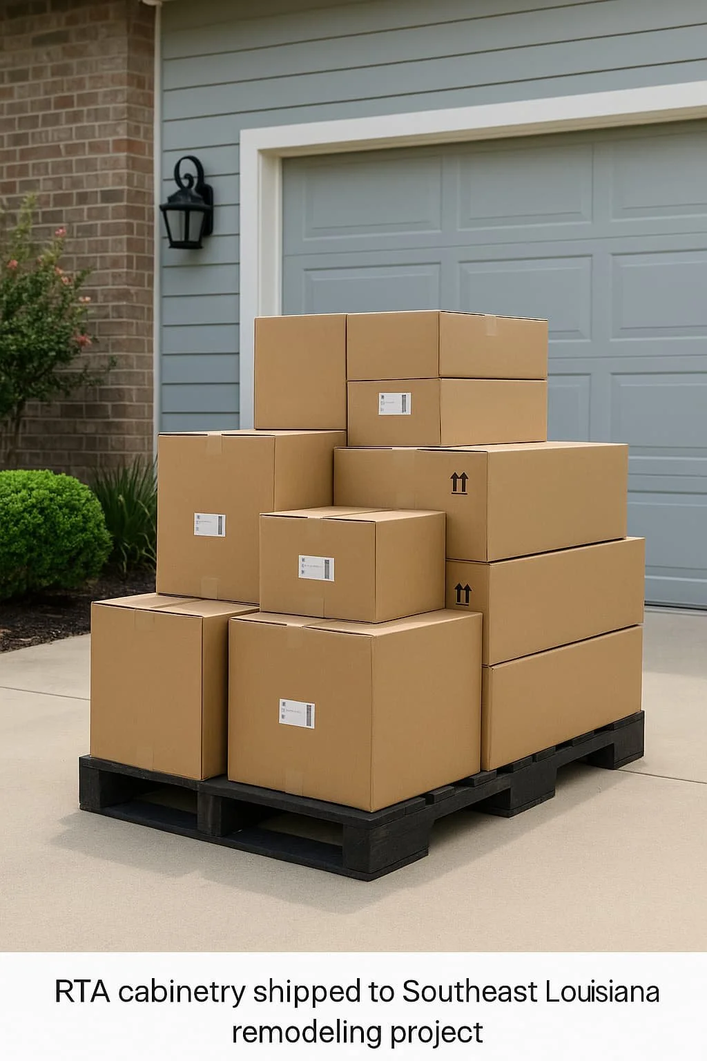 RTA kitchen cabinetry prepared for delivery to Louisiana