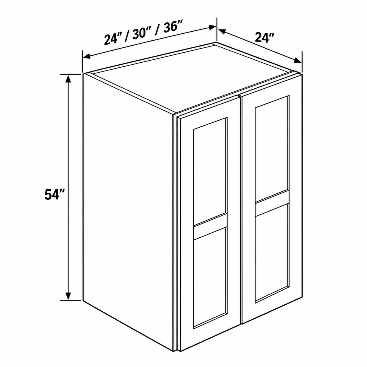 Signature Shaker 54-Inch-High Double-Door Deep Wall Cabinet dimensions and configuration