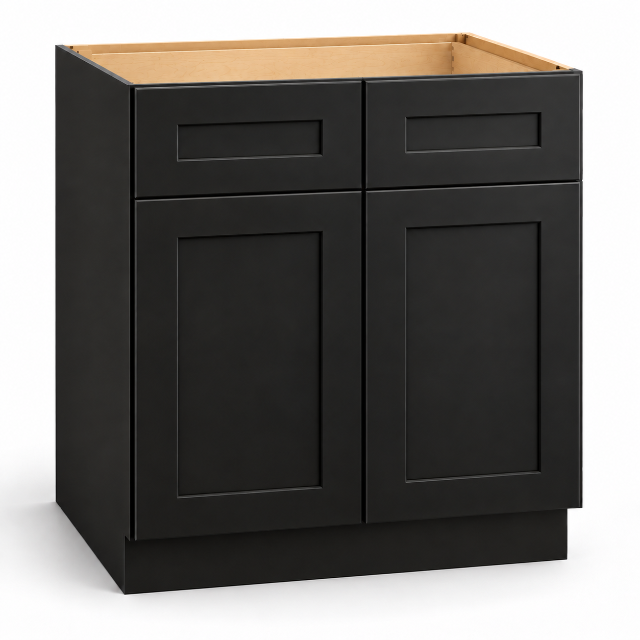 Signature Shaker Two-Door Double False-Front Sink Base Cabinet in Charcoal Black