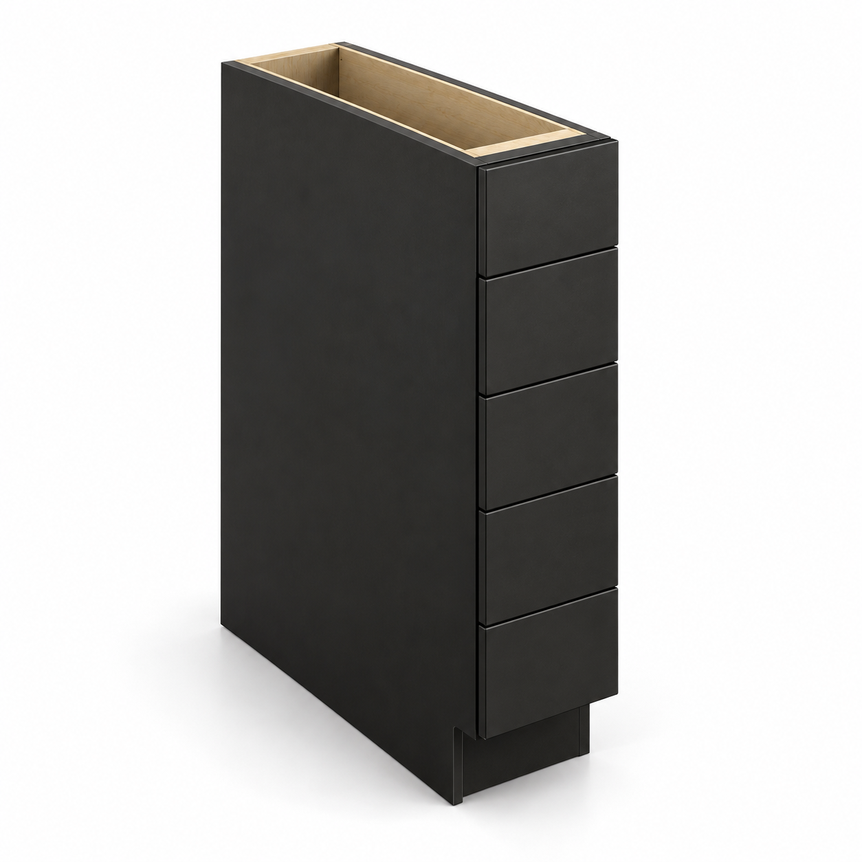 Signature Shaker 6-Inch Five-Drawer Spice Base Cabinet in Charcoal Black